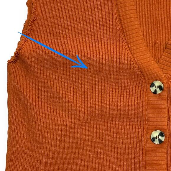 FREE PEOPLE Oakleigh Sweater Vest Ribbed Boyfriend Oversized Lagenlook Orange S - Picture 13 of 16